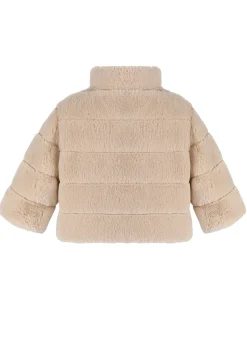 Madeleine Rayé Faux Fur Bolero in Crème