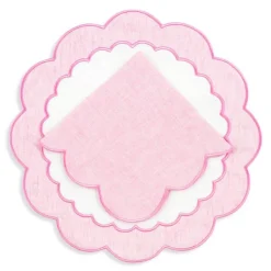 Made-to-Order Colette Linen Placemat and Napkin, Set of 12 in Pink