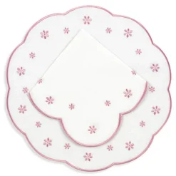 Made-to-Order Margueritte Linen Placemat and Napkin, Set of 12 in Pink