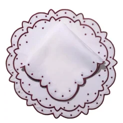 Made-to-Order Suzette Linen Placemat and Napkin, Set of 12 in Burgundy