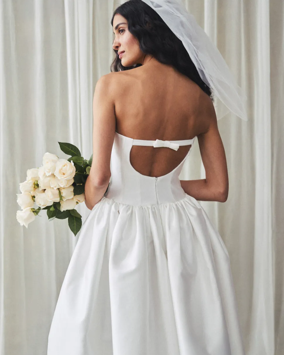 Magnolia Dress in Ivory Mikado