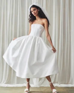 Magnolia Dress in Ivory Mikado