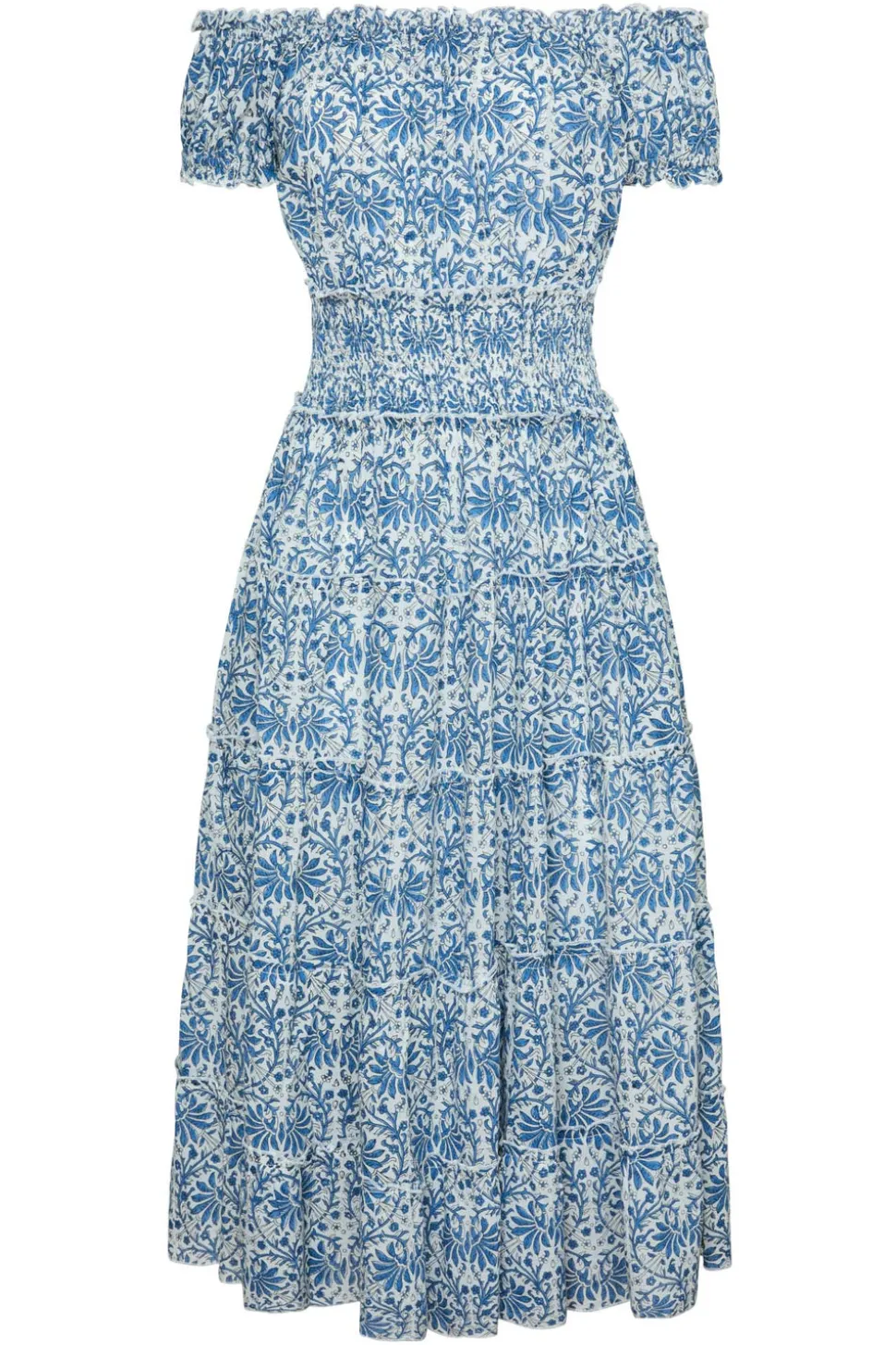 Majorca Midi Dress in Blue Botanical Vine