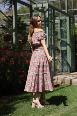 Majorca Midi Dress in Pink Tile