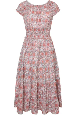 Majorca Midi Dress in Pink Tile