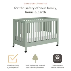 Maki Portable Folding Crib with Toddler Bed Conversion Kit in Light Sage