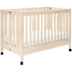 Maki Portable Folding Crib with Toddler Bed Conversion Kit in Washed Natural