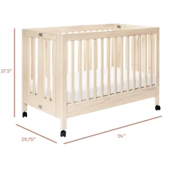 Maki Portable Folding Crib with Toddler Bed Conversion Kit in Washed Natural