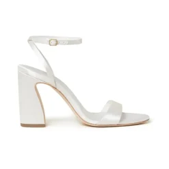 Malia Sandal in Cream Satin