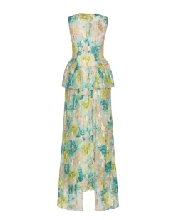 Manon Dress in Turquoise Peony Chiffon