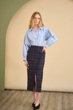 Manor Wrap Skirt in Aspen Plaid