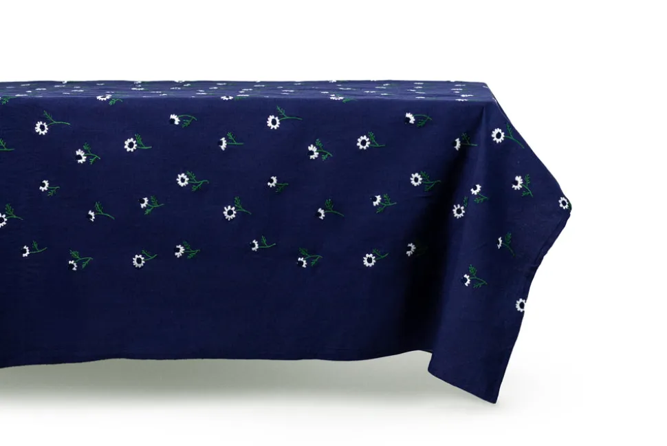 Manzanilla Rectangular Tablecloth in Navy