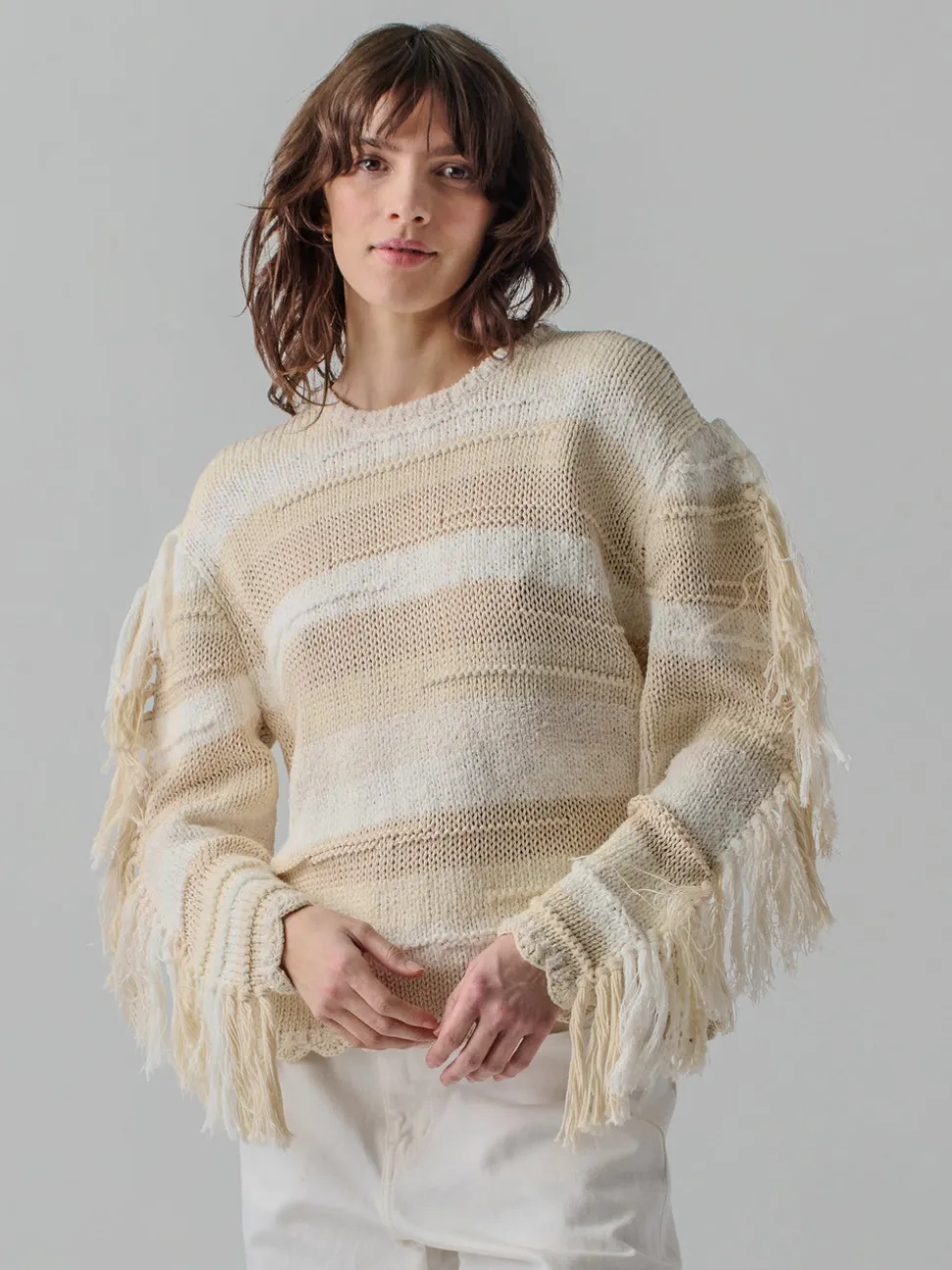 Marathi Crewneck in Cream Stripe