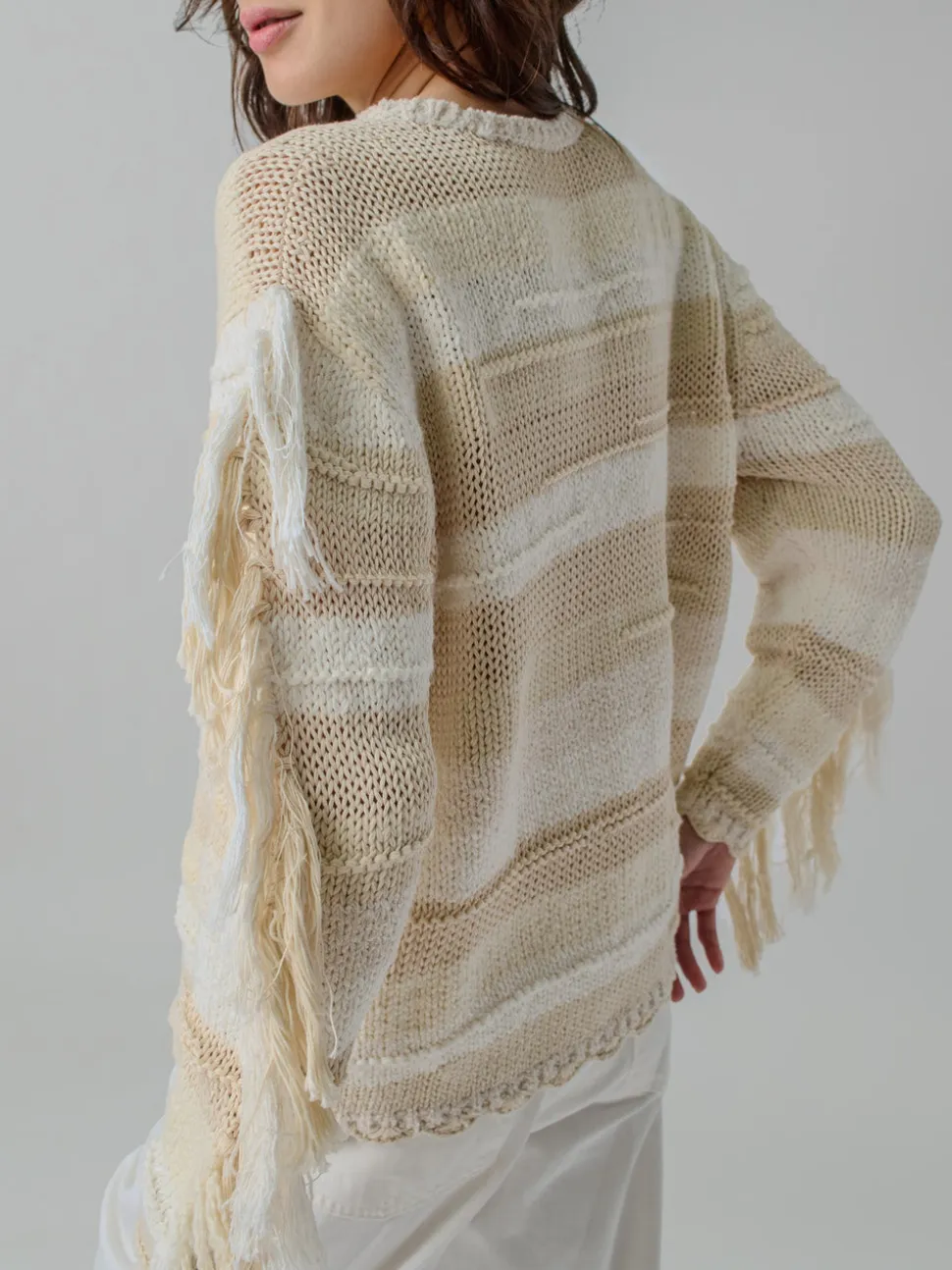 Marathi Crewneck in Cream Stripe