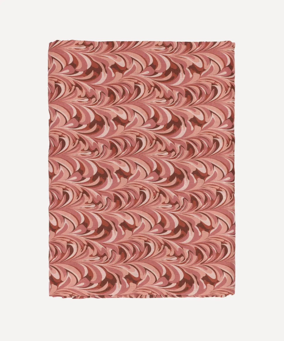 Marble Linen Tablecloth in Pink