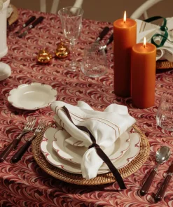 Marble Linen Tablecloth in Pink