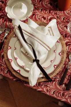 Marble Linen Tablecloth in Pink