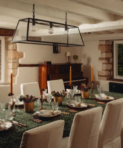 Marble Linen Tablecloth in Green