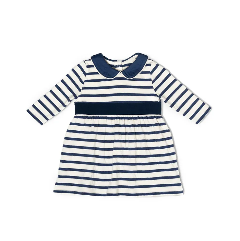 Marie Clare Baby Dress in Navy Stripe