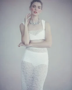 Marie Top in White Smocked Tulle