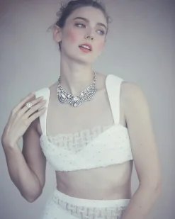 Marie Top in White Smocked Tulle