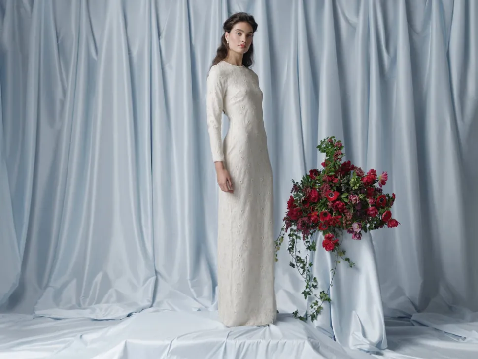 Mariela Ivory Beaded Lace Gown