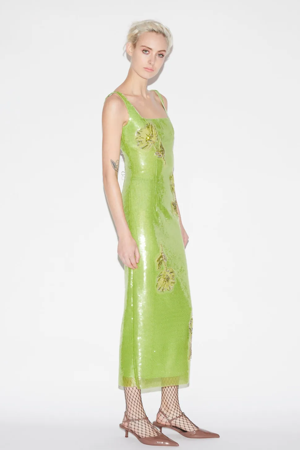 Marilyn Dress Lime Sequins