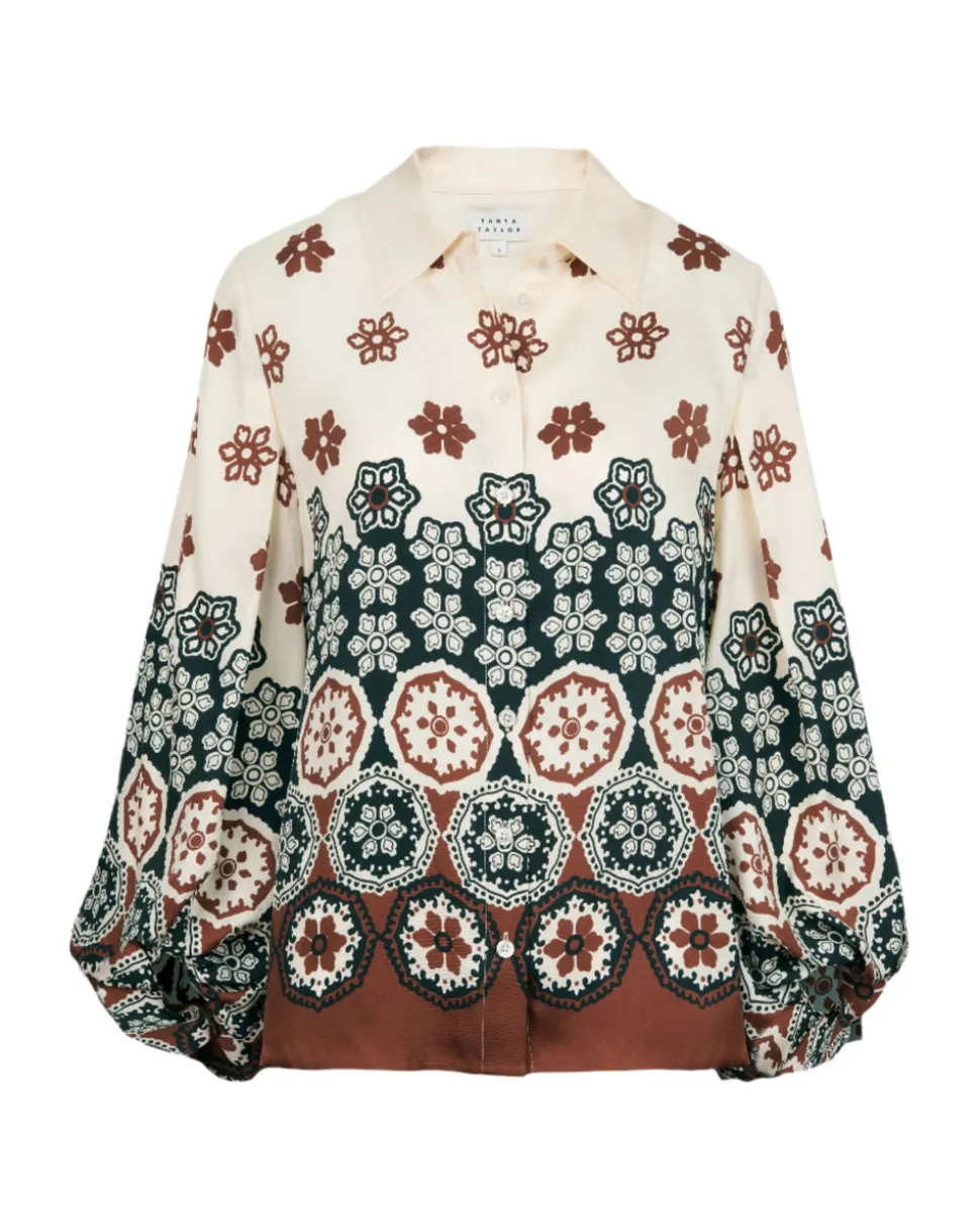 Marina Top in Cream & Deep Clay
