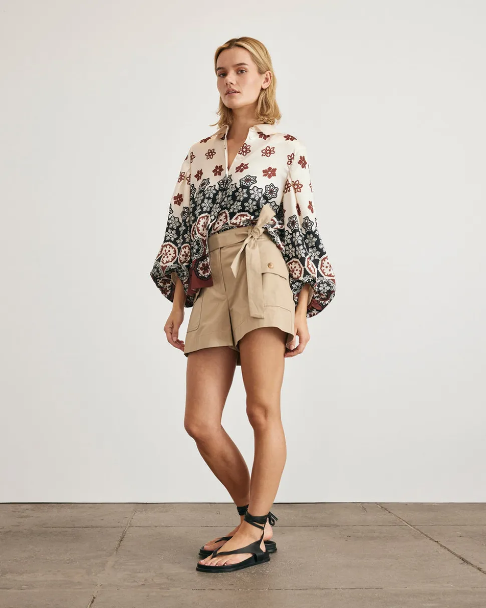 Marina Top in Cream & Deep Clay