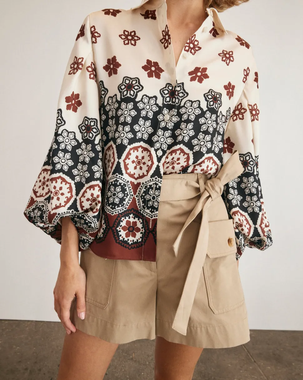 Marina Top in Cream & Deep Clay