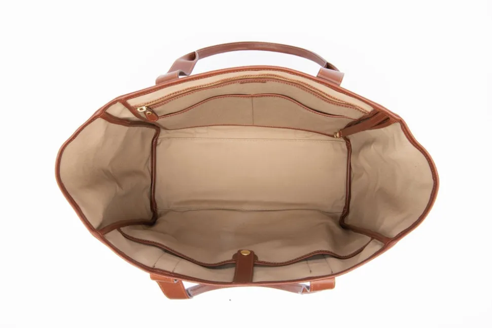 Market Tote No. 294 in Khaki Twill - Vintage Chestnut