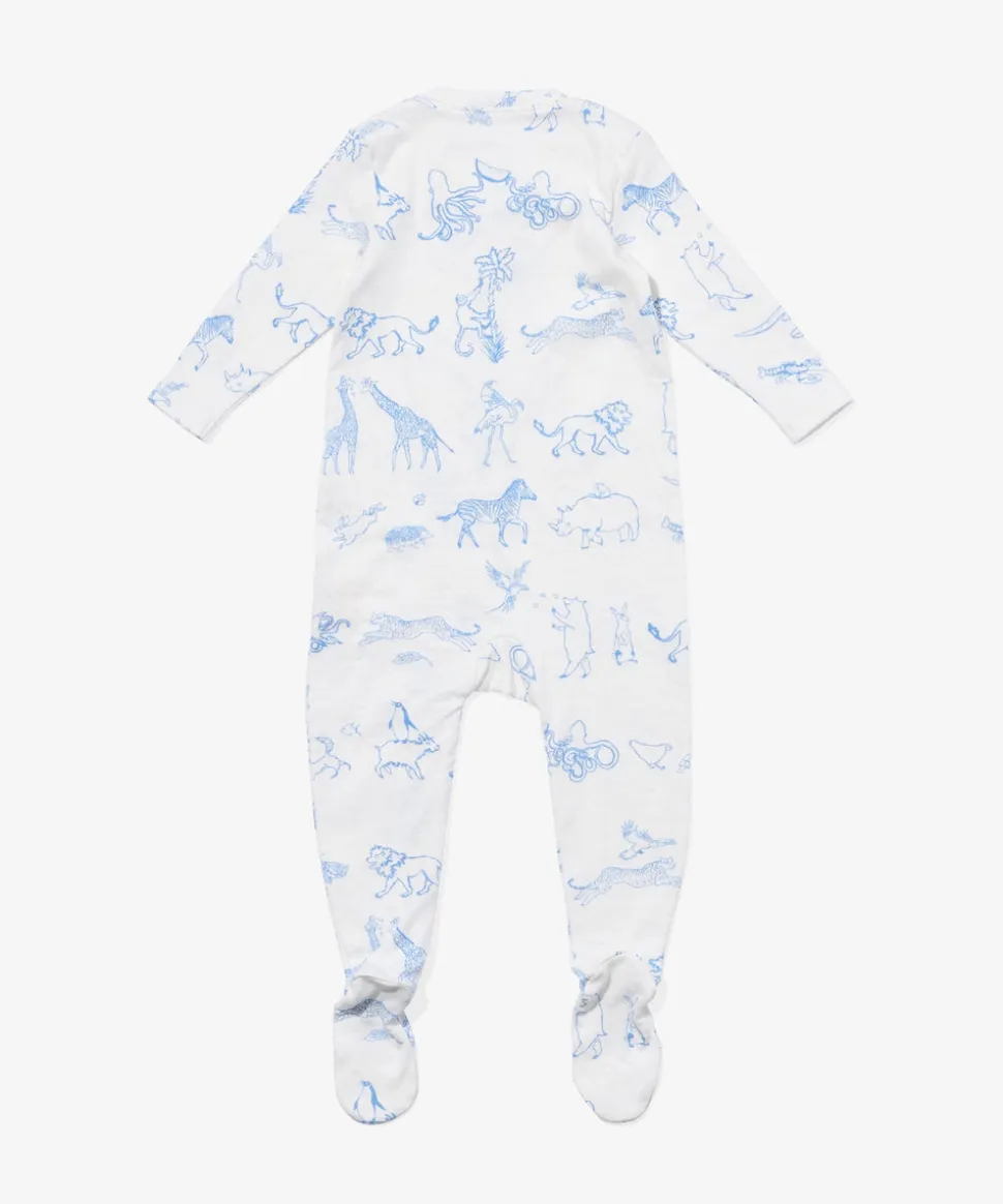 Marley Zip Pajama in Blue Animal Parade
