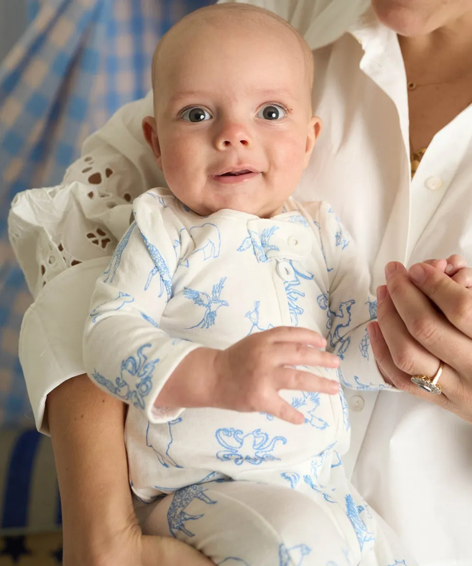 Marley Zip Pajama in Blue Animal Parade