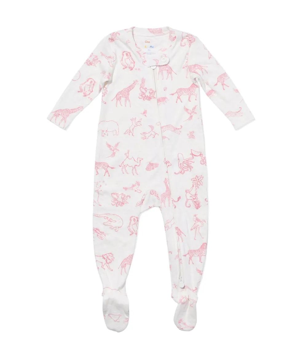 Marley Zip Pajama in Rose Animal Parade