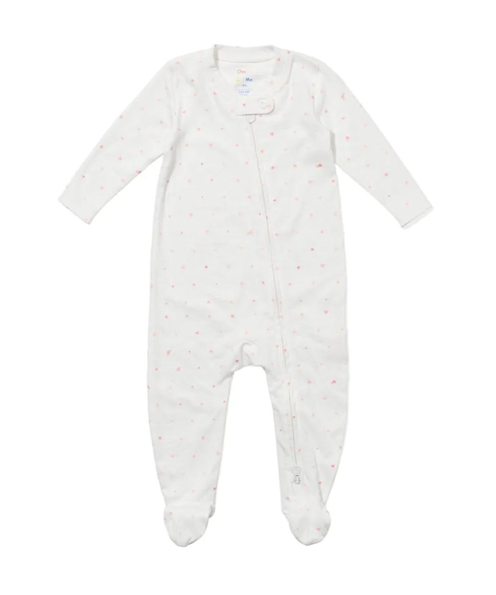Marley Zip Pajama in Rose Hearts