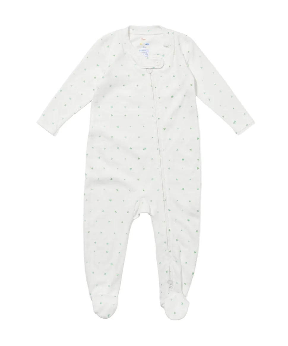 Marley Zip Pajama in Seafoam Hearts