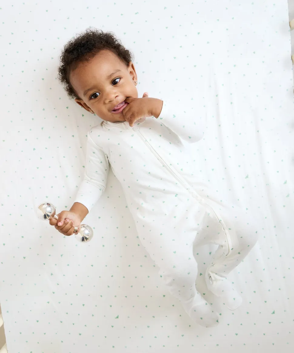 Marley Zip Pajama in Seafoam Hearts