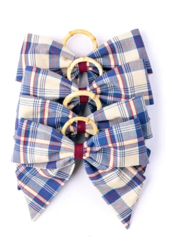 Marseille Indigo Plaid Napkin Rings in Blue, Set of 4