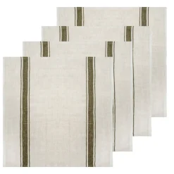 Marseille Napkins in Olive Green & Natural, Set of 4