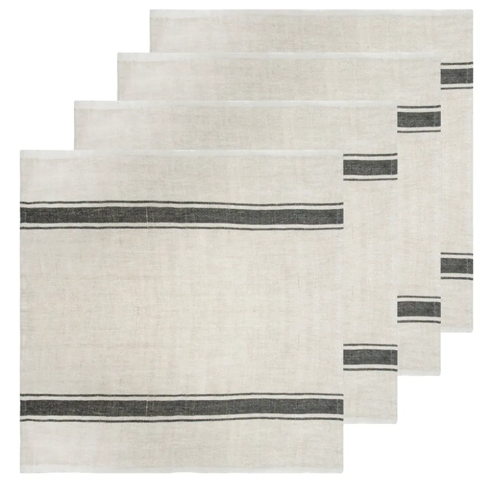 Marseille Napkins in Olive Green & Natural, Set of 4