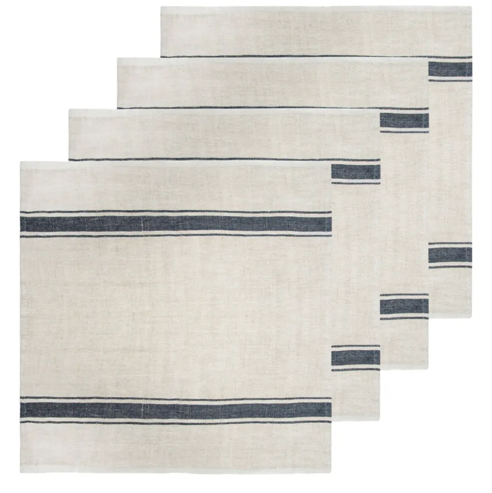 Marseille Napkins in Olive Green & Natural, Set of 4