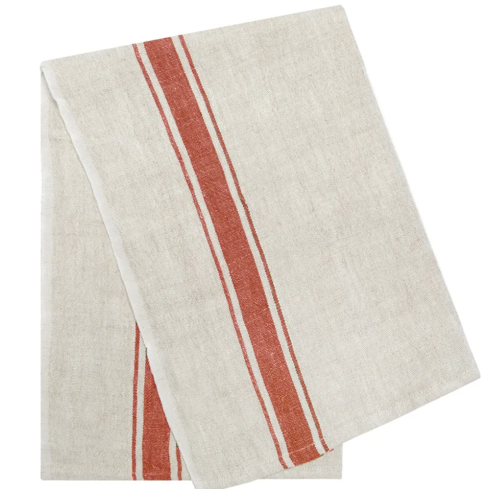 Marseille Tea Towels in Olive Green & Natural, Set of 2
