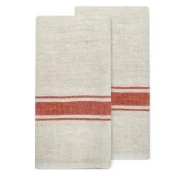 Marseille Tea Towels in Olive Green & Natural, Set of 2