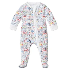 Martha's Vineyard Zip Baby Onesie in Moby Multi