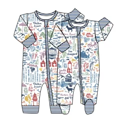 Martha's Vineyard Zip Baby Onesie in Moby Multi