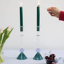 Martini Glass Candlestick in Teal