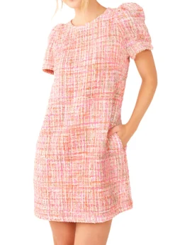 Marty Dress Pink Multi Tweed