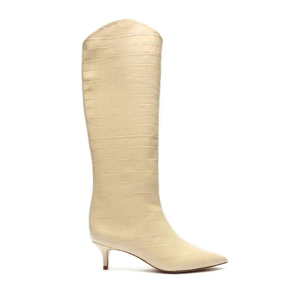 Maryana Lo Crocodile-Embossed Leather Boot