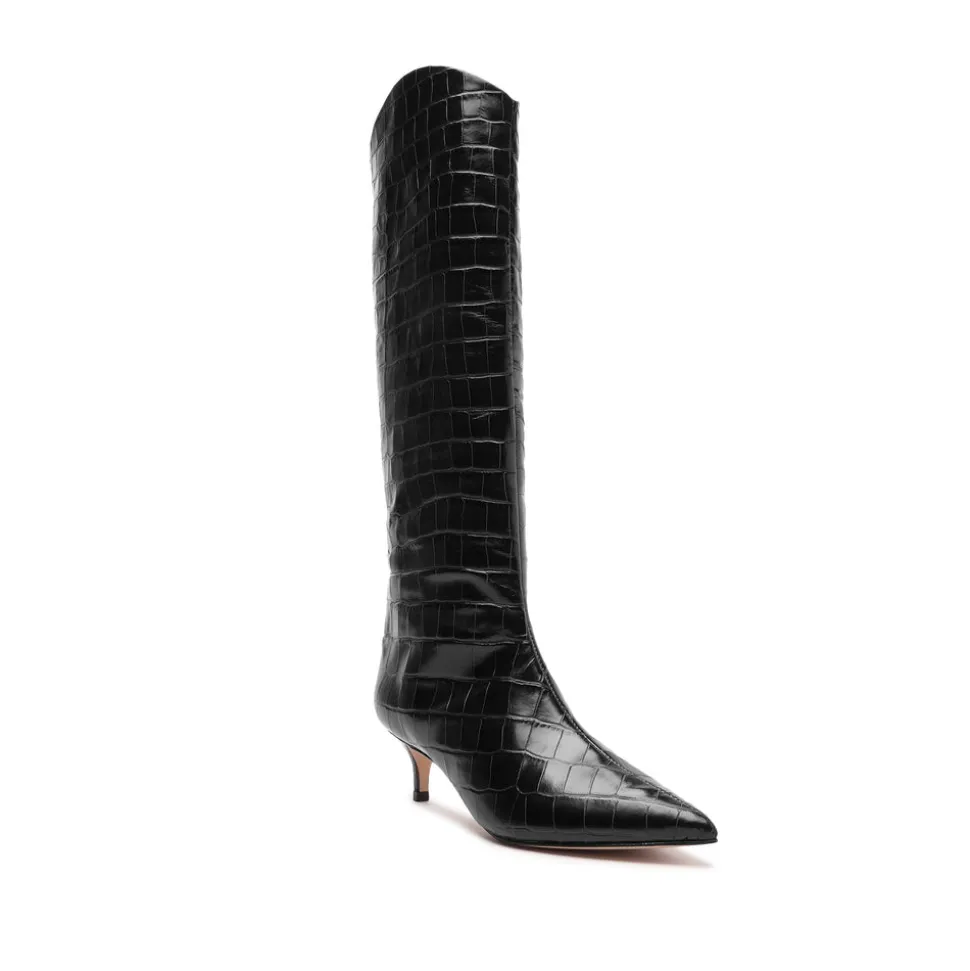Maryana Lo Crocodile-Embossed Leather Boot