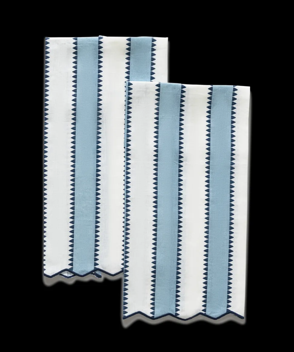 Matouk Schumacher Apollo Stripe Guest Towels in Sky, Set of 2